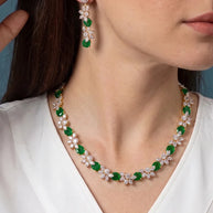 Pistachio Necklace in 92.5 Silver - Silsila by Dvaar