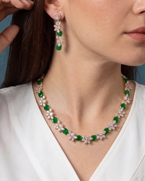 Pistachio Necklace in 92.5 Silver - Silsila by Dvaar
