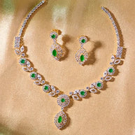 Haripriya Emerald Necklace in 92.5 Silver front view - Silsila by Dvaar