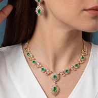 Haripriya Emerald Necklace in 92.5 Silver - Silsila by Dvaar