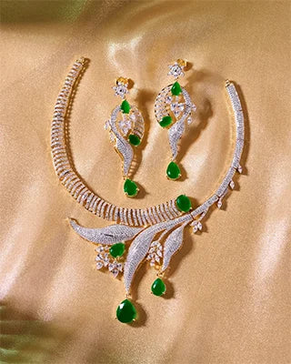 Vanasree Necklace in 92.5 Silver front view - Silsila by Dvaar