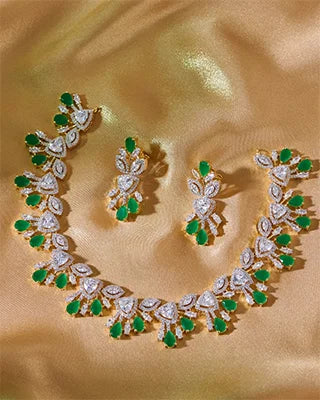 Nilaparni Necklace in 92.5 Silver front view - Silsila by Dvaar