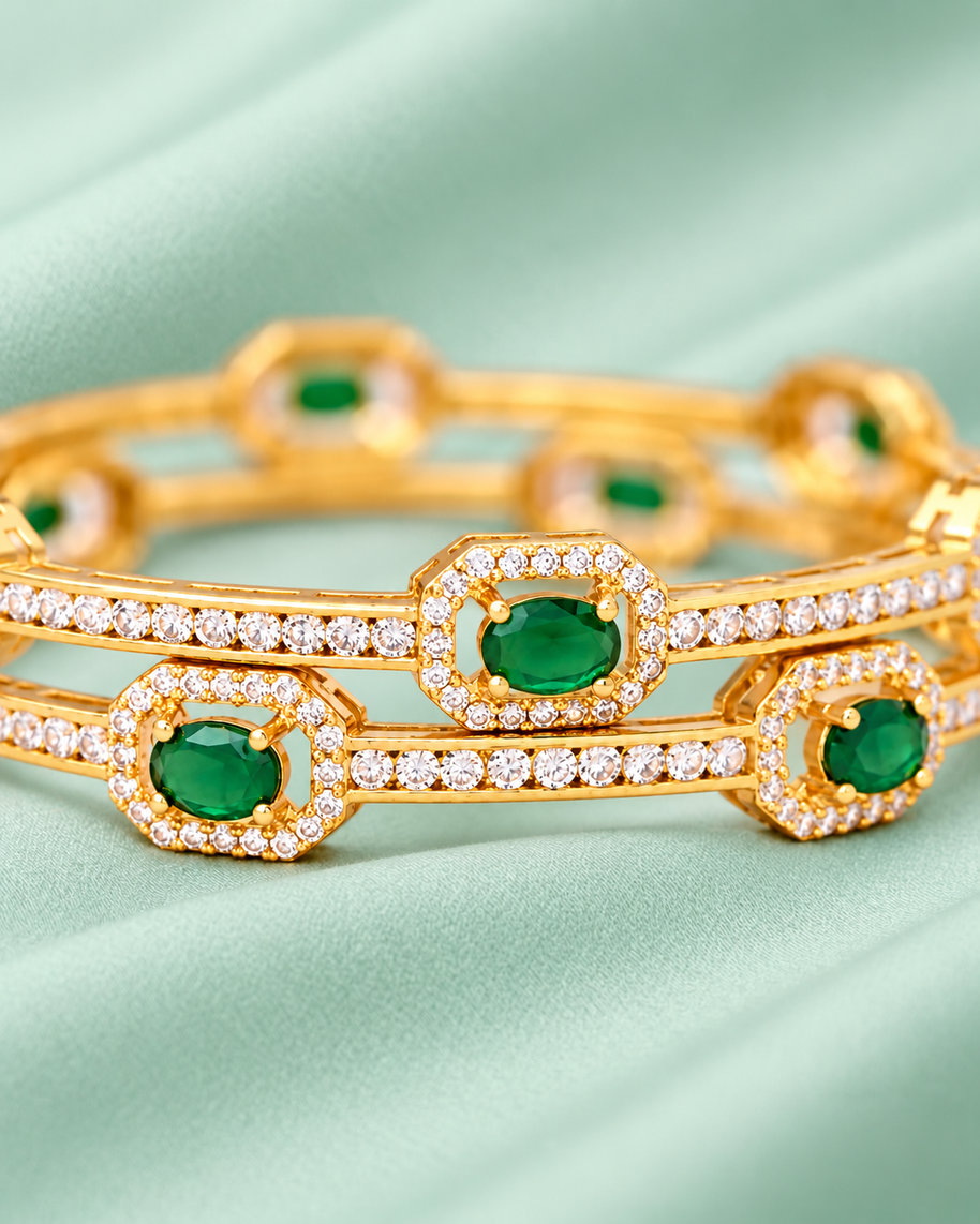 Emerald Bangles in 92.5 Silver