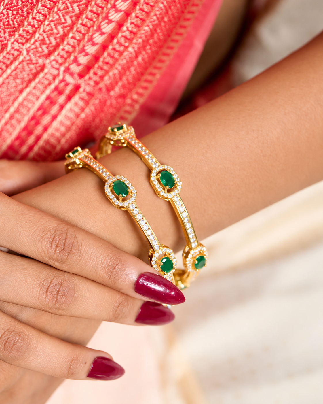 Emerald Bangles in 92.5 Silver