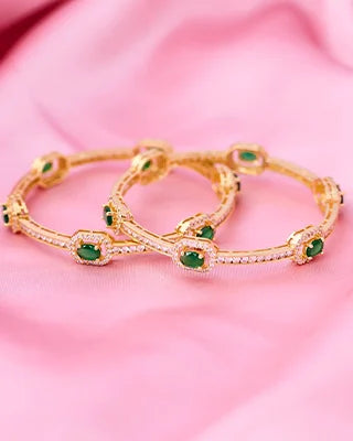 Emerald Bangles worn view - Silsila by Dvaar
