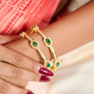 Emerald Bangles in 92.5 Silver - Silsila by Dvaar