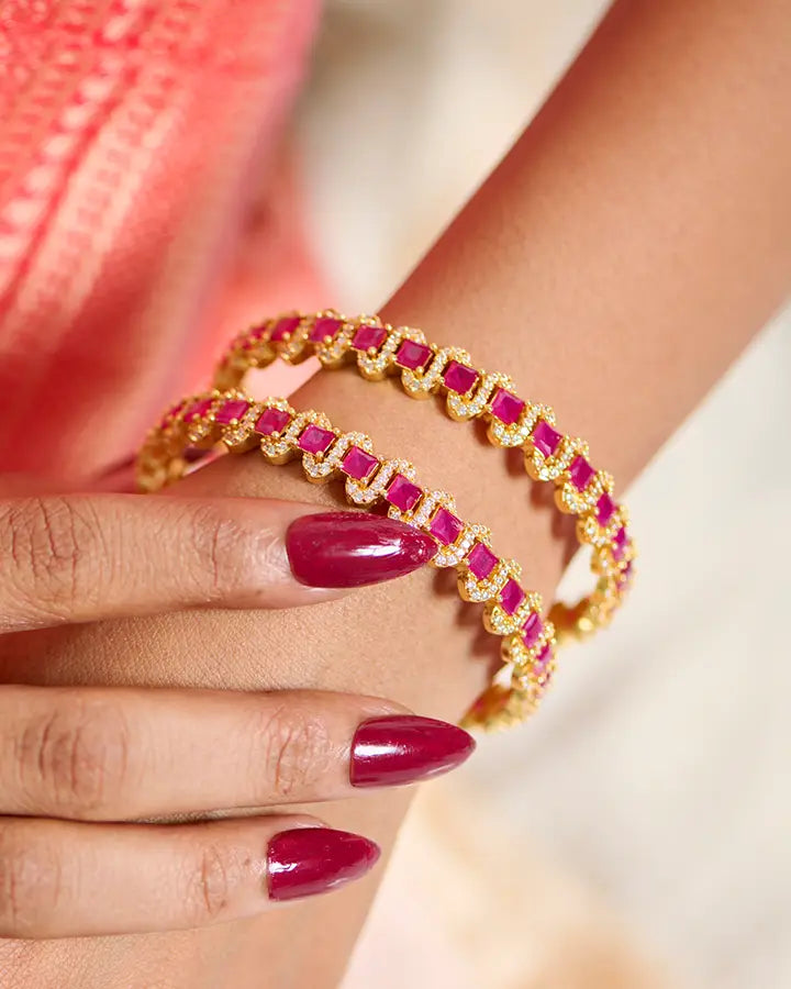 Ruby Bangles in 92.5 Silver - Silsila by Dvaar
