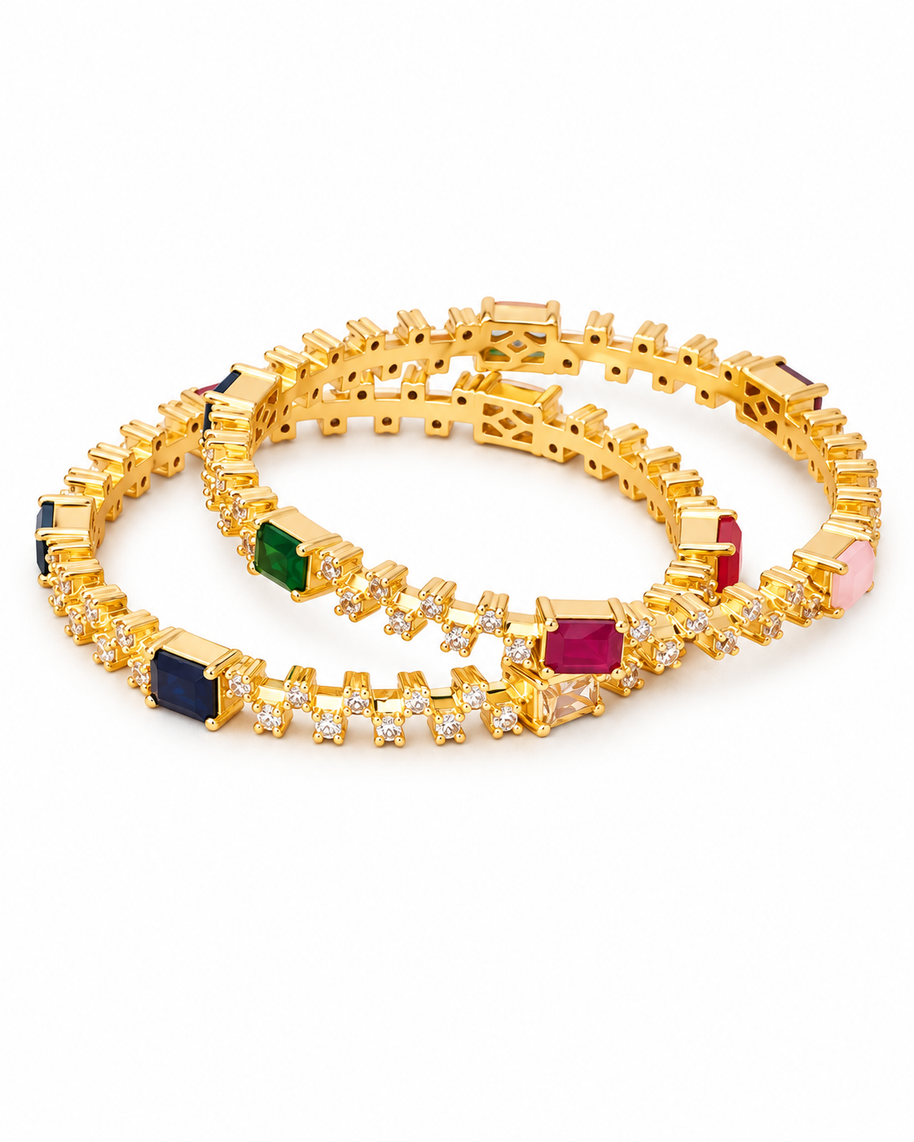 Navratna Bangles in 92.5 Silver