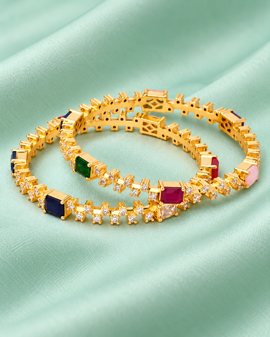 Navratna Bangles in 92.5 Silver