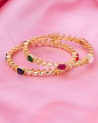 Navratna Bangles in 92.5 Silver - Silsila by Dvaar