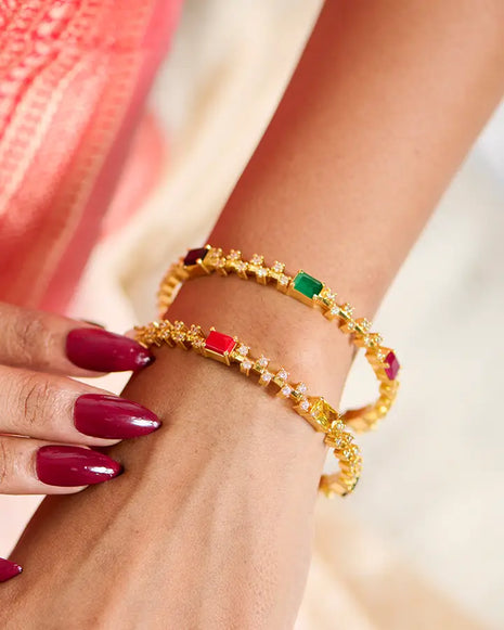 Navratna Bangles in 92.5 Silver