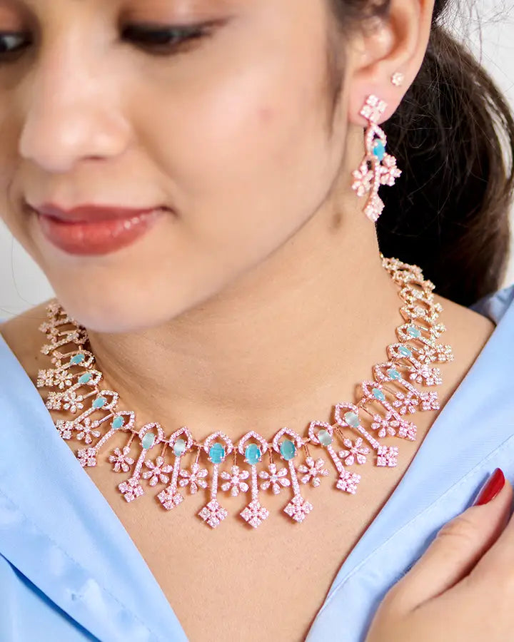 Aqua Serenity Necklace in 92.5 Silver