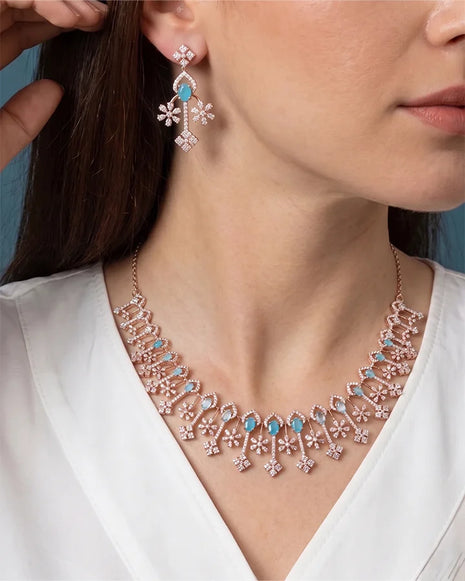 Aqua Serenity Necklace in 92.5 Silver