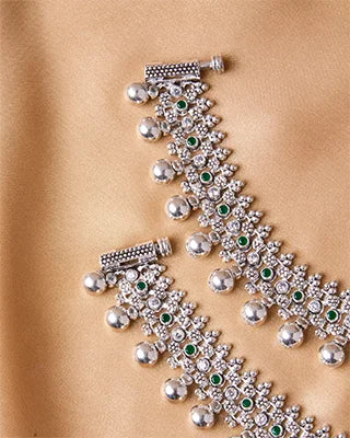 Oxidized Payal in 92.5 Silver