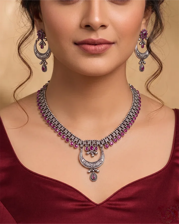 Rajasthani Necklace in 92.5 Silver - Silsila by Dvaar