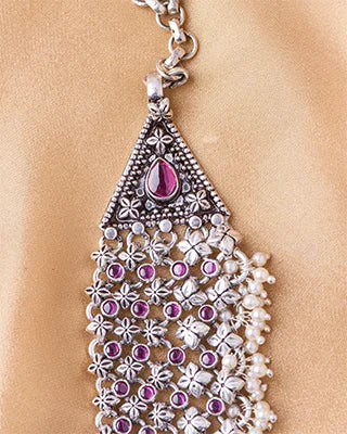 Oxidized Necklace detail - Silsila by Dvaar