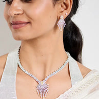 Sunlit Grace Silver Necklace in 92.5 Silver - Silsila by Dvaar