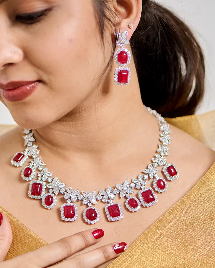 Garnet Glow Necklace in 92.5 Silver