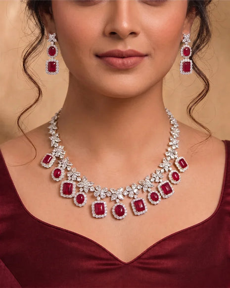 Garnet Glow Necklace in 92.5 Silver