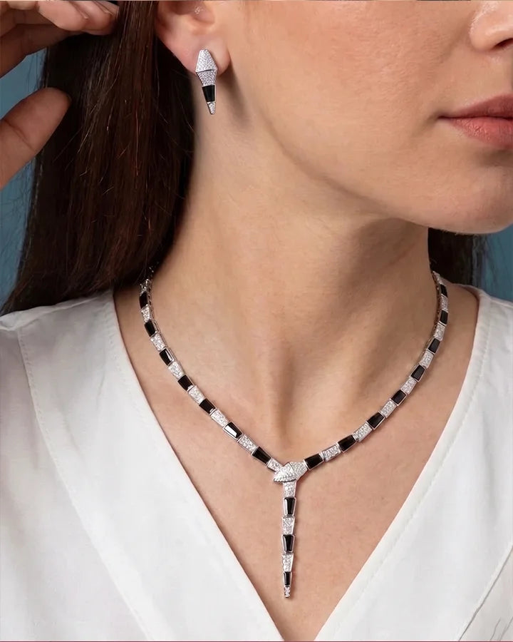 Serpent Noir Necklace in 92.5 Silver