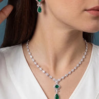 Verdite Necklace in 92.5 Silver - Silsila by Dvaar