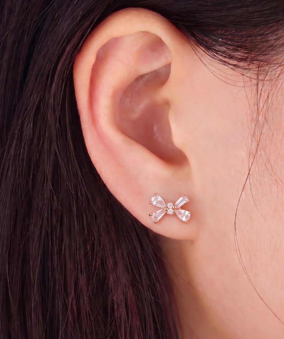 Tiny Bow Studs in 92.5 Silver