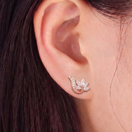 Floral Curve Studs in 92.5 Silver