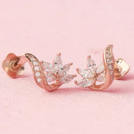 Floral Curve Studs in 92.5 Silver
