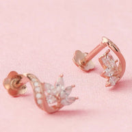 Floral Curve Studs in 92.5 Silver