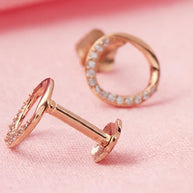 Rose Gold Halo Studs in 92.5 Silver