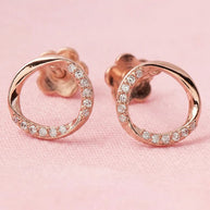 Rose Gold Halo Studs in 92.5 Silver