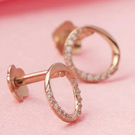 Rose Gold Halo Studs in 92.5 Silver