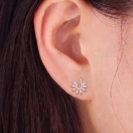 Curved Floral Studs in 92.5 Silver