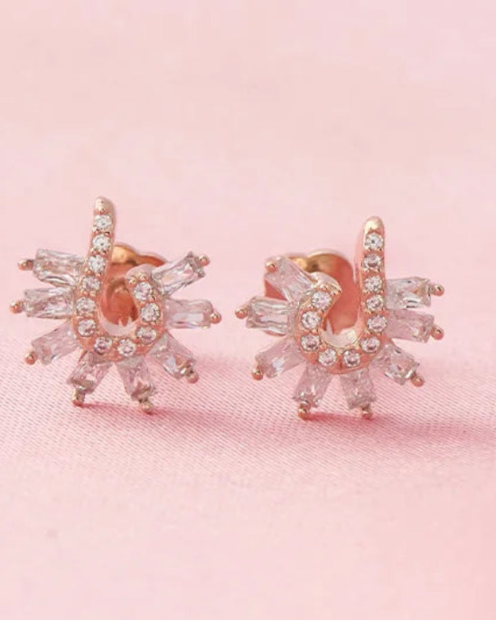 Curved Floral Studs in 92.5 Silver
