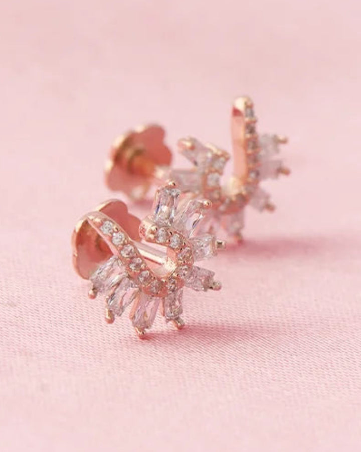 Curved Floral Studs in 92.5 Silver