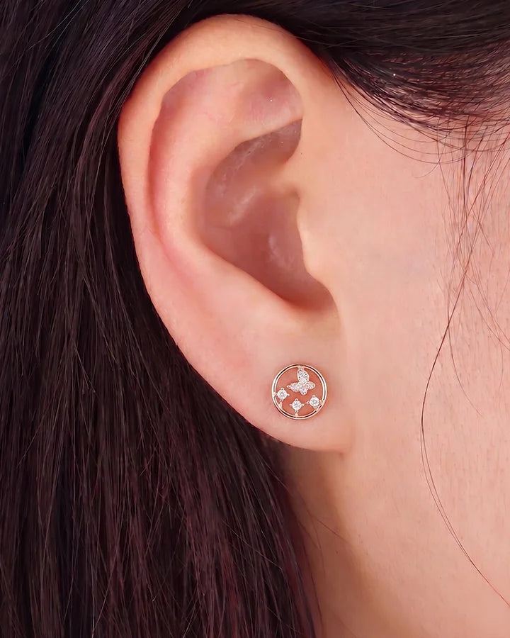 Halo Butterfly Studs in 92.5 Silver