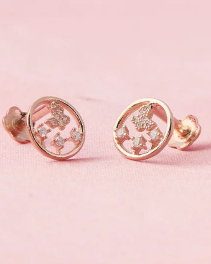 Halo Butterfly Studs in 92.5 Silver