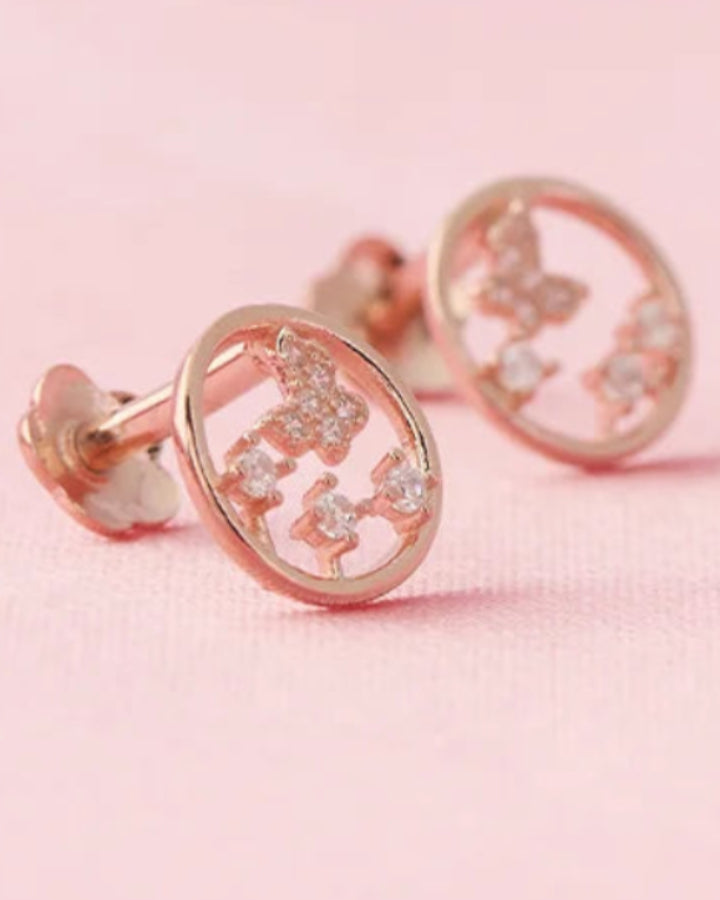 Halo Butterfly Studs in 92.5 Silver