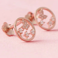Halo Butterfly Studs in 92.5 Silver