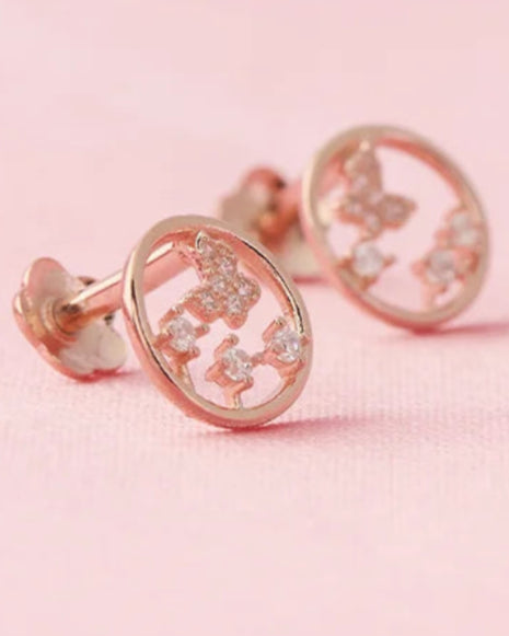 Halo Butterfly Studs in 92.5 Silver