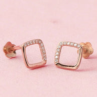 Halo Square Studs in 92.5 Silver