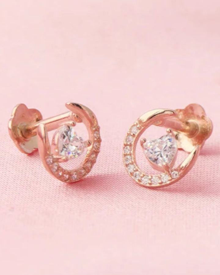 Moonlit Heart Studs in 92.5 Silver