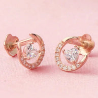 Moonlit Heart Studs in 92.5 Silver