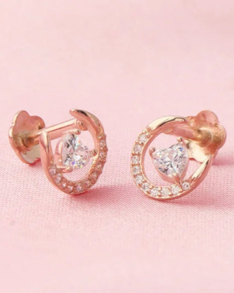 Moonlit Heart Studs in 92.5 Silver