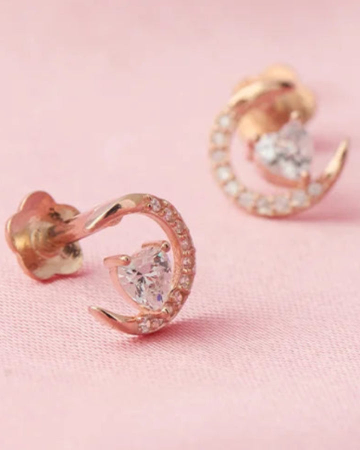 Moonlit Heart Studs in 92.5 Silver