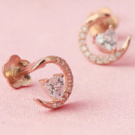 Moonlit Heart Studs in 92.5 Silver