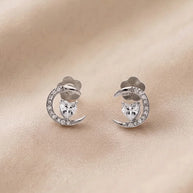 Moonlit Heart Studs in 92.5 Silver