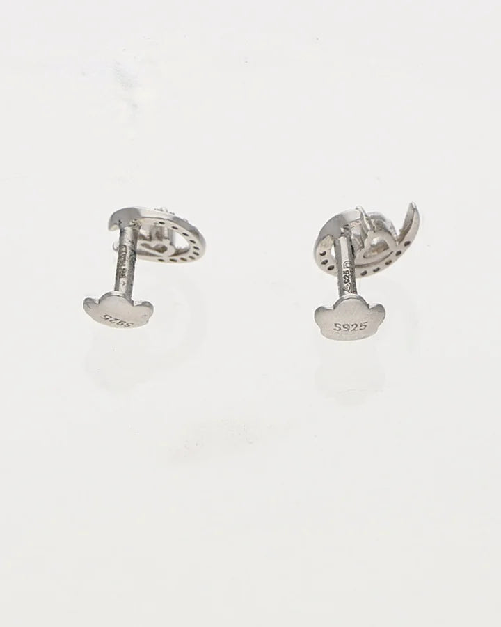 Moonlit Heart Studs in 92.5 Silver