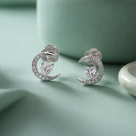 Moonlit Heart Studs in 92.5 Silver
