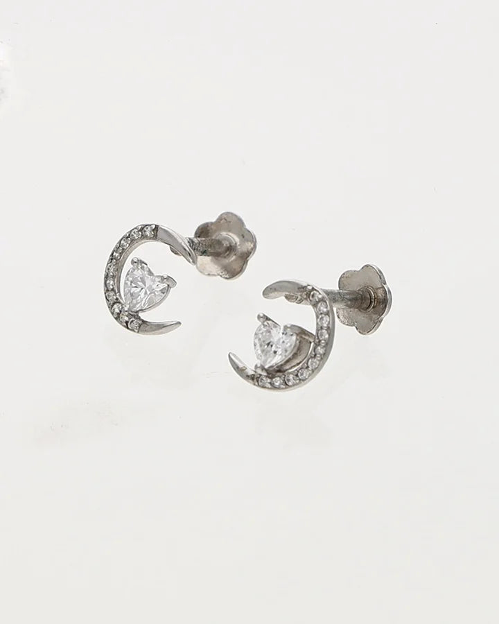 Moonlit Heart Studs in 92.5 Silver